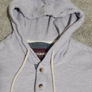Alesbury waffle knit hooded Henley sweater Grey Size L Tall